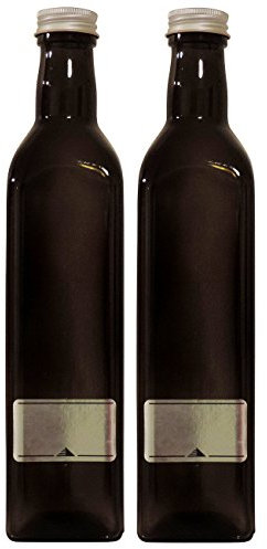 mikken -2 x Ölflasche 500ml / braune Schraubverschluss zum selbst abfüllen, inkl. Etiketten zum Beschriften Glasflasche, Glas, 5.8 x 5.8 x 26 cm, 2-Einheiten