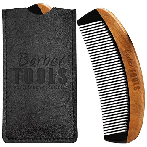 ✮ Barber Tools ✮ Kamm Bart und Schnurrbart aus hochwertigem Sandelholz und Büffelhorn, antistatisch mit PU.