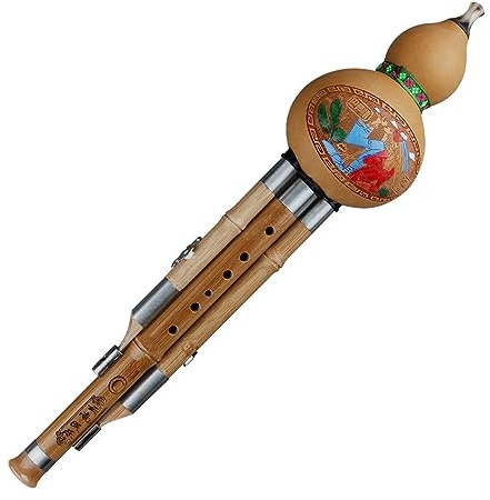 C/b-flat Key Imitation Phyllostachys sulphurea Bamboo Cucurbit Flute Hulusi Traditional Musical Instrument Wind-instrument (b-flat Key)