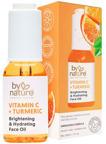 By Nature Hydrating Face Oil - Vitamin C, Turmeric & Plant Squalane Nourishes Skin for Radiant Vitality & Health Glow, for Women & Men, 1 Fl Oz