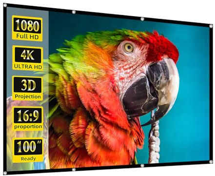 lejiada Écran de projecteur,100 Pouces 16: 9 HD Pliable Anti-froissement Écran de Projection Portable pour cinéma Maison Support intérieur extérieur Projection Double Face