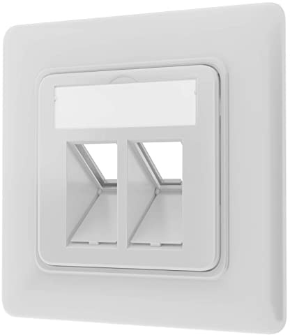 HB-DIGITAL 2-Port LAN Anschlussdose Datendose Leerdose Netzwerkdose Unterputzdose Installationsdose für Keystone Module Metall Gehäuse - Signalweiss