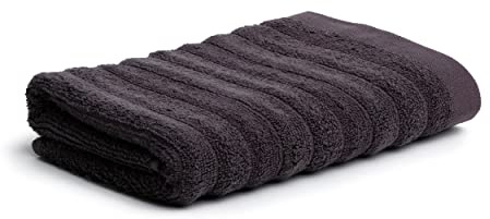 möve Wellbeing Wellenstruktur Handtuch 50 x 100 cm aus 85% Bio-Baumwolle/15% Leinen, Graphite