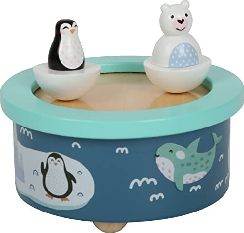 small foot Spieluhr Arktis aus Holz, Einschlafhilfe für Kinder ab 3 Jahren, mit abnehmbaren Holzfiguren, Art. 11961, Blau