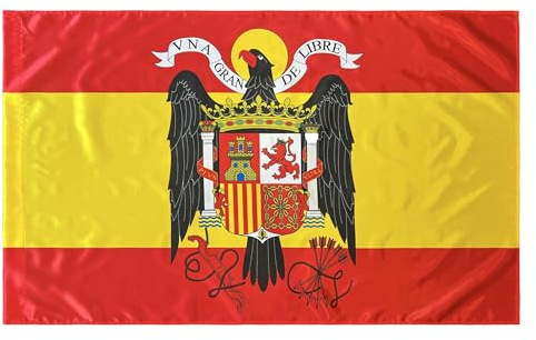 Durabol Bandera de España Escudo Aguila de San Juan Española Preconstitucional 150 x 90 cm Satén