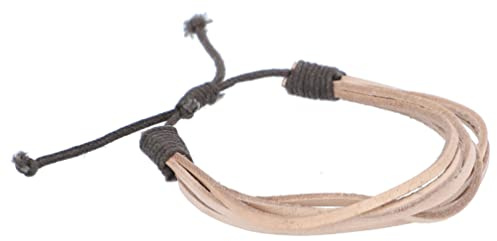 Gusti Armband Leder - Alvar Armreif mehrreihig mehrere Stränge Lederarmband Lederschmuck selbst zuziehend Hellbraun Leder