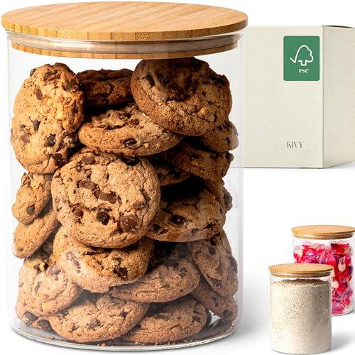 KIVY Großes Vorratsglas Luftdicht 3L - Für Mehl, Kekse, Süßigkeiten, Waschmittel Aufbewahrung Glas - Mehl Aufbewahrung Glas - Behälter für Waschpulver Aufbewahrungsbox - XXL Cookie Keksdose