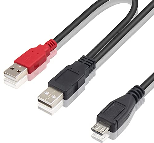 Duttek USB auf Micro USB Kabel, Dual USB 2.0 Stecker auf Standard Micro USB Stecker Y Splitter Kabel für Kamera, MP3, MP4, Externe Festplattenkabel, 80/20cm
