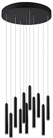 Trio Leuchten LED Pendelleuchte Tubular 321691132, Metall Schwarz matt, inkl. 11x 2,8 Watt LED, Switch Dimmer