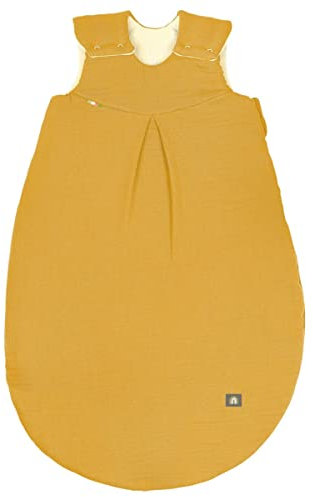 Odenwälder Musselin-Schlafsack Schlafsack Baby-Schlafsack Kinderschlafsack wattiert (Mustard, 110 cm)