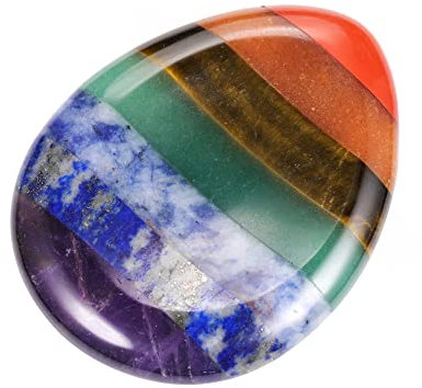 CrystalTears 7 Chakren Handschmeichler Tropfenform Edelstein Palm Stein Reiki Healing Chakra Steine Worry Stone Kristall Holistic Balancing Deko
