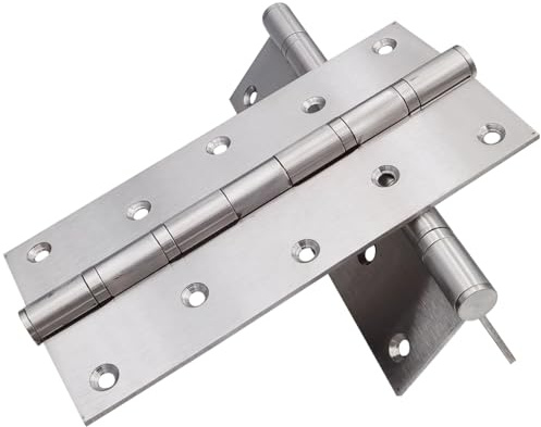 Hyever 2 Pcs 8 Inch Stainless Steel Ball Bearing Door Hinges with Square Corner for Heavy Duty Wood Door,1/8 Inch Thickness Matte Black (White)