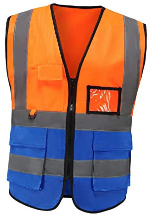 Giubbotto Catarifrangente Giubbotto di Sicurezza per Ingegneria Edile, blu arancio
