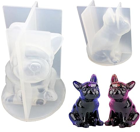 Xrten Bulldogge Silikonform, DIY Französische Bulldoggeform, Hund Kerzenform zur Herstellung von Kuchen, Pudding, Eiswürfel, Pralinen, Handgefertigten Kerzen, Seifen