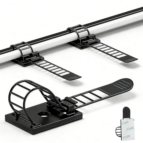 SZFUDIGO Schreibtisch-Draht-Organizer Kabelbinder selbstklebende Kabelclips Kabelmanagement Kabelhalter für den Schreibtisch 100 Stk Schwarz