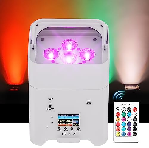 PUZILOZA 108W Akku LED Par Scheinwerfer Strahler Wiederaufladbarer RGBWA+UV Uplight Outdoor mit Fernbedienung/DMX/APP(IOS und Android) Disco licht für DJ party Bar Hochzeit Geburtstag- Weiss