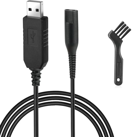 Vicloon Shaver USB Charging Cable, Charger Cord Compatible with Braun, Shaver Charger 12V Charging Cable Power Supply with Cleaning Brush, Shaver Replacement Charging Cable