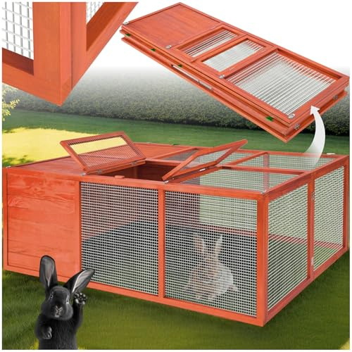 tectake® Conigliera pieghevole, Utilizzabile a se stante, Facile accesso attraverso un’apertura, Recinto per Conigli, Gabbia, Coniglio, Recinto per Piccoli Animali - Marrone