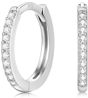 Ecripe 925 Sterling Silber Creolen Ohrringe Damen, Kleine Ohrringe Silber 925 mit Kubischer Zirkonia, Hypoallergen Silber Schlafen Kreolen Ohrringe für Frauen Mädchen