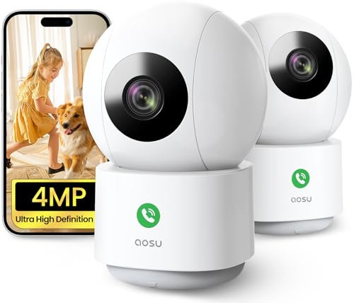 aosu 2.5K Indoor Cameras 2 Pack – 5Ghz WiFi Plug-In Nanny Cam for Baby & Pets, Motion, Night Vision, Two-Way Audio