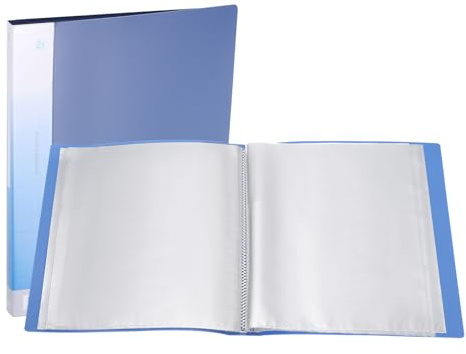 PATIKIL Cartella Raccoglitore Portfolio, 29,5 x 21 Cm, 10 Pagine Libro di Presentazione con Maniche Protettive in Foglio di Plastica Trasparente per Documenti Grafici, Blu Scuro