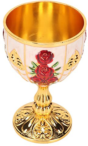 Cáliz de Oro Retro, Copa de Chulo de Oro de Aleación de Zinc de 4 Pulgadas de Alto, Copa de Vino con Patrón de Flores en Relieve para Fiesta, Banquete, Bar, Restaurante y