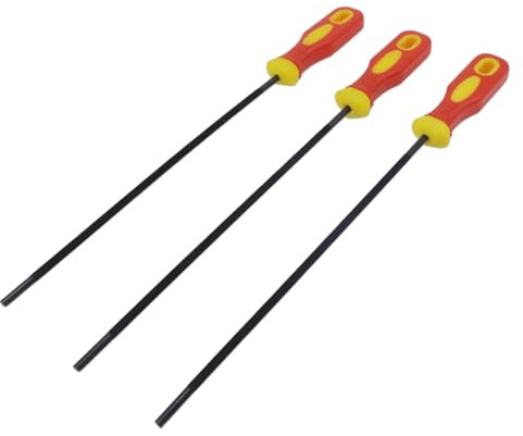 Joyangy Kettensägen-Schärffeilen, runde Kettensägenschärffeile mit Kunststoffgriffen, Karbonstahl zum Schärfen von Kettensägen, 3 Stück, 4,0 mm