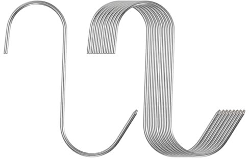 sourcing map 24 ganchos de carne de acero inoxidable 304 de 5 pulgadas, ganchos de carnicero en forma de S, ganchos para colgar ahumar, asar a la parrilla, costillas de res (carga máxima de 11 libras)