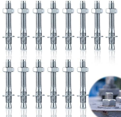 UVVRUR 14 Stück verzinkte Schwerlastanker mit ETA-Option 7, Industriequalität, Bolzenanker, Schwerlastdübel, Keilanker, Anker, Ankerbolzen, Blitzdübel, M10 x 90 (M10X90)