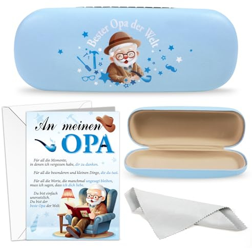 HOWAF Oma und Opa Geschenke, Brillenetui Oma Brillenetui Opa, Brillenetui und Oma Opa, mit Karte Oma Karte Opa, Weihnachtsgeschenke für Oma und Opa, Geburtstag Jahrestag Weihnachten Geschenk