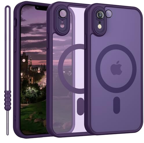 YUANDMI für iPhone XR Hülle kompatibel mit MagSafe Dunkel Violett | Handyhülle für iPhone XR Magnetisch Matte Touch Kameraschutz, rutschfest Kratzfest Schutz Stoßfest