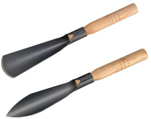 WY8 Garden Trowel 2 Pcs - Heavy-Duty Small Hand Shovels, Durable Manganese Steel Garden Tools with Wooden Handle for Digging, Planting, Weeding, Transplanting & Soil Loosening – Black