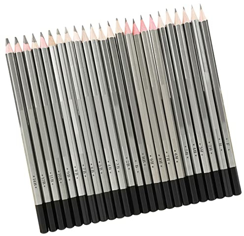 Zerodis 24pcs Zeichnungsstifte Set Sketch Art Graphit Zeichnung Bleistift 9H 8H 7H 6H 5H 4H 3H 2H H HB F B 2B 3B 4B 5B 6B 7B 8B 9B 10B 11B 12B 14B 14B aus Premiumholz mit Starker Pause Gemacht