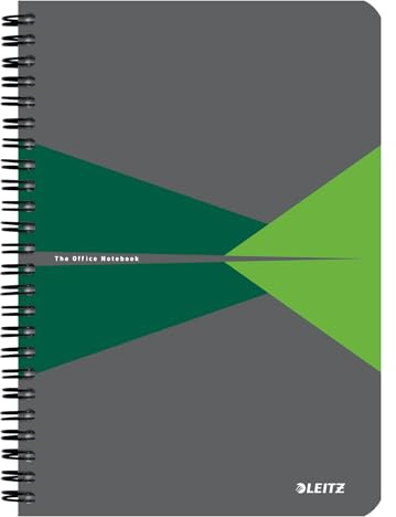 Leitz Office College Pad - A5 Lined Notebook with Cardboard Cover, Spiral Binding, 360 Degree Opening, 180 Pages / 90 Sheets of FSC-Certified Paper (80 g/m²), For Office & School, Green, 44591055
