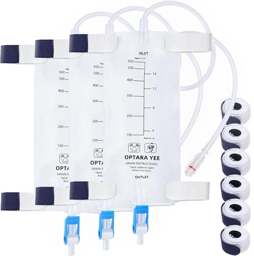 3 Pack 600ml Nephrostomy Bag with 24 Inch Soft Tube, Urine Drainage Bag Transparent Leg Collection Bag with Drain Valve and 2 Comfortable Leg Straps