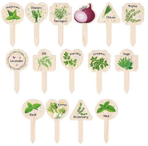 Baoblaze 15 etiquetas para plantas, etiquetas decorativas de madera impermeables, marcadores de jardín para exteriores e interiores.