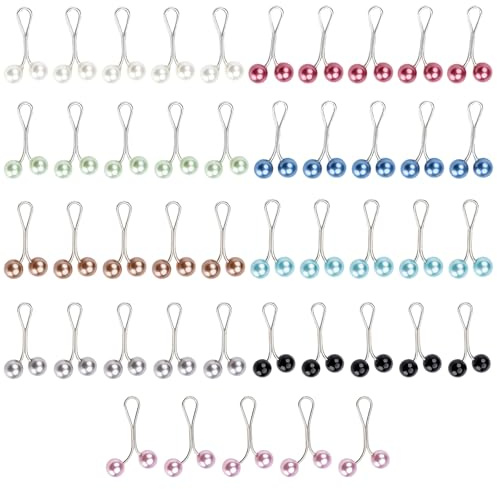 Qnvyw 45 Stück Perlen Hijab Nadeln | Unsichtbare Hijab Pins & Ausschnitt Verkleiner Clip | Für Kopftuch Damen, Schals, Blusen | Sichere Alternative zu Hijab Magnet