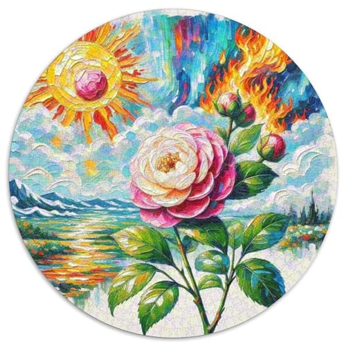 Kamellien Rund Puzzles 1000 Teile Fur Erwachsene Und Kinder Blumen Legespiel Geschicklichkeitsspiel Geschenk Fordernd Kleinkinder 1000pcs (67.5x67.5cm)