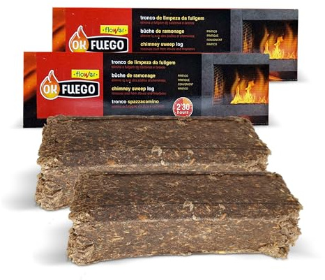 FLOWER x2 Chimney Sweep Log Self-Cleaning Fireplaces and Stoves 1.5 kg | Eliminates and Prevents Soot Buildup | Burns 2.5 Hours | Easy to Use | Reduces Fuel Consumption | Prevents Fires and Jams