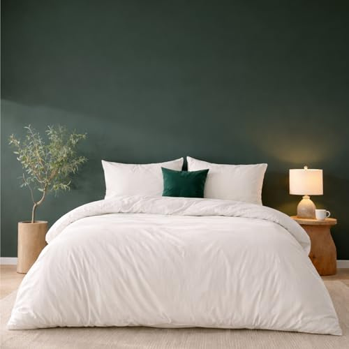 Twinzen Copripiumino Matrimoniale 240x220 cm Bianco, con 2 Federe 50x80cm - Set Copripiumino Matrimoniale Microfibra - Oeko-Tex