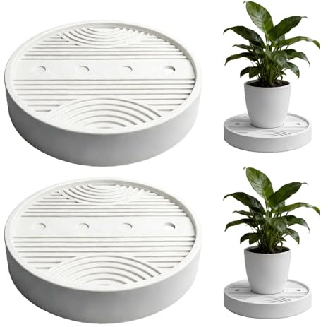 Porte Plante a Roulettes, Lot de 2 Supports de Pots de Fleurs à Roulettes de 28 cm, Support Plante Roulette avec chariot à 4 roues invisibles, pour grands pots, plantes d'intérieur et d'extérieur