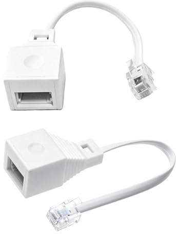 JOVIA 2PCS Phone Telephone Adapter Converter Cable Female to Male Connector for Modem Internet House Media Use, Landline Interface Adapters and Extension Cables Modems Routers Printers