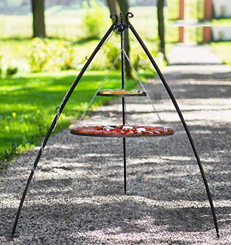 Korono Schwenkgrill stabiles Teleskopgestell 200 cm & 2 Roste 80 cm / 40 cm Stahl- Gartengrill für alle Feste und Familienfeiern