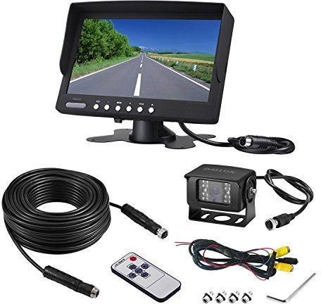 Heavy Duty Vehicle Truck Bus Backup Camera System,Waterproof Night Vision Rear View Camera with 7 inch Monitor+66ft 4 PIN Camera Cable for Bus Truck Van Trailer RV Campers Motor Home(12V 24V)
