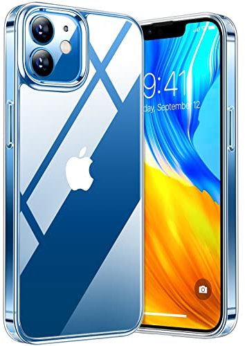 TORRAS Anti-Vergilbung für iPhone 12 Hülle, iPhone 12 Pro Hülle Durchsichtig 3,66m Militärschutz Stoßfeste 9H+ Transparent Kratzfeste Rückseite Schutzhülle Dünne Handyhülle für iPhone 12 Case HD Clear