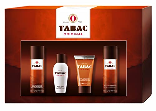 Mäurer & Wirtz Tabac Original Presentset - 50ml Aftershave Lotion, Bad- & Duschgel, Deodorant Spray, Rakskum