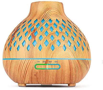 Aroma Oil Diffuser 500Ml Aromatherapy Essential Oil Diffuser Wood Grain Remote Control Humidifier Ultra-Fresh Air Mister and 7-Color Light-Q