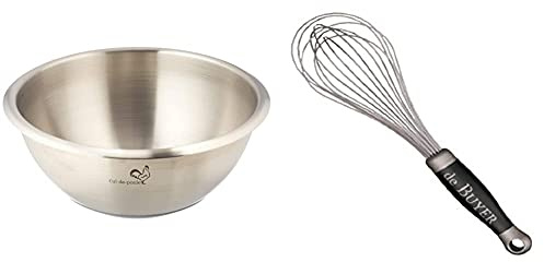 DE BUYER -3373.20 -Bassine 1/2 sph. Inox Fd Silicone ø 20 & 2610.25 -fouet professionnel fils inox goma 25cm