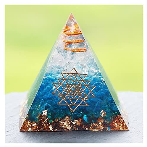 WERWER Pyramid Blue Glass Gravel Crystals Reiki Pyramids Fengshui Home Decor Crafts (Size : 10CM)