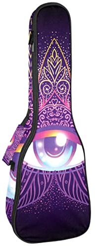 Ukulele väska kinesisk drake lila ögonmönster ukulele fodral för Sopran Tenor konsert 23 tum 10 mm tjock mjuk vadderad justerbara remmar spelväska